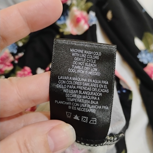 Joe Boxer Black Floral Long Sleeve Top with Pink & Blue Roses - Picture 5 of 8